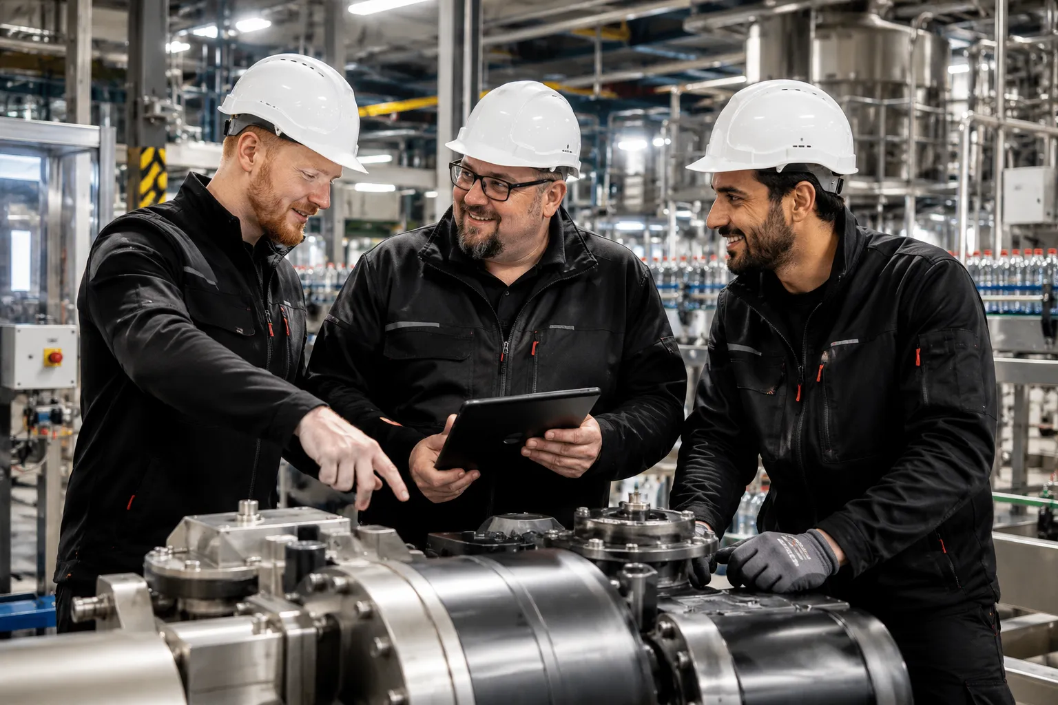 MD Industry Team bei technischer Abstimmung in einer Industrieanlage